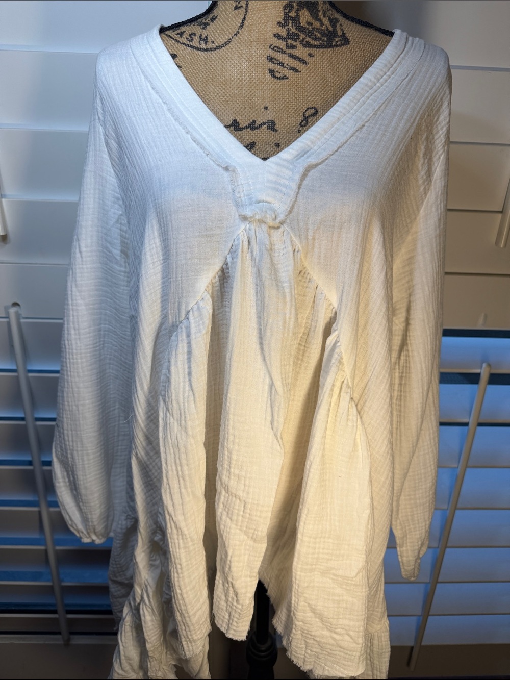SHEIN White Gauze V-Neck Swim Coverup